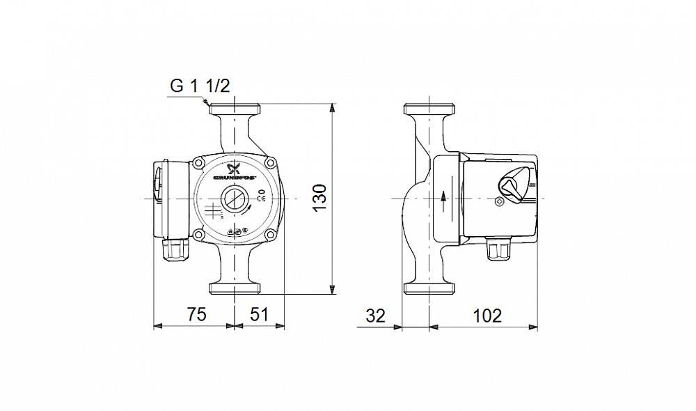 Циркуляционный насос Grundfos UPS 25-50 130 — фото 3