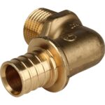 STOUT Угольник-переходник с наружной резьбой 20xR 1/2" для труб из сшитого полиэтилена аксиальный — фото 1