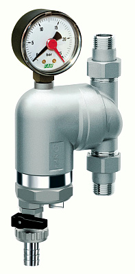 Фильтр для воды FAR 100мкм, с манометром, Max: 95 C, 25 бар, поворотный 1/2 НР