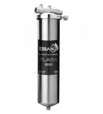 Фильтр магистральный из нержавейки ESSAN FLASK для горячей и холодной воды 10SL, 1/2" Н