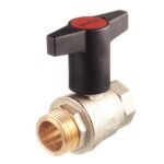 Кран шаровой латунный Oventrop Optibal (1077308) 1 ВР(г) х 1 НР(ш) полнопроходной бабочка прямой — фото 1