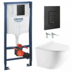 Инсталляция GROHE 38811KF0 с унитазом Bahenberg Reine B20-11, комплект 5 в 1, панель смыва, черный матовый — фото 1