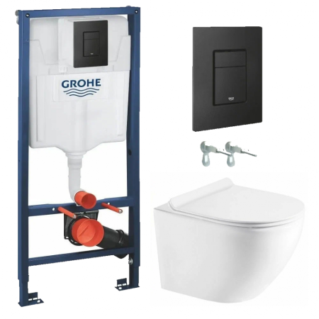 Инсталляция GROHE 38811KF0 с унитазом Bahenberg Reine B20-11, комплект 5 в 1, панель смыва, черный матовый