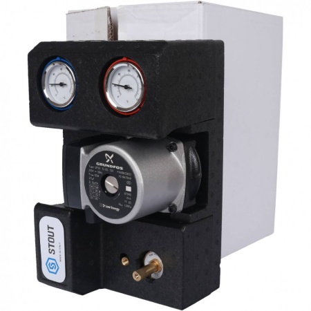 STOUT SDG-0007 Насосная группа с 3-х ходовым приводным смесителем 3/4″ с насосом Grundfos UPSO 15-65 130 — фото 7
