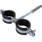 STOUT SAC-0020-Комплекты SAC-0020-200001 STOUT Двойной хомут для труб, комплект: хомут+шпилька шуруп +дюбель пластиковый 1 (32-35) — фото 1
