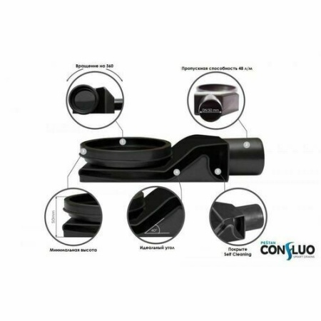 Душевой лоток Pestan Confluo Frameless Line Black Glass 650 мм (13701204) — фото 5