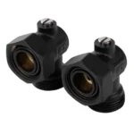 Набор нижнего подключения для радиатора, угловой, раздельный Royal Thermo 3/4х3/4 ЕК (черный) — фото 1