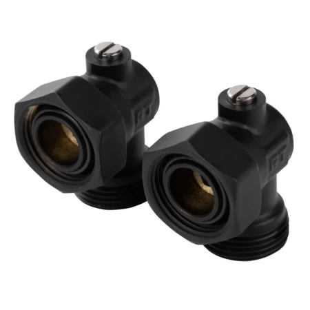 Набор нижнего подключения для радиатора, угловой, раздельный Royal Thermo 3/4х3/4 ЕК (черный)