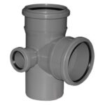 Крестовина двухплоскостная Политэк Ø 110 × 110 × 50 мм × 90° правая полипропиленовая серая