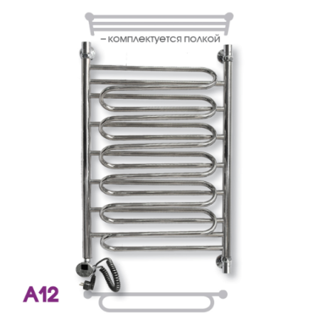Полотенцесушитель электрический ЭРАТО А12 ВП 1000 × 500, с верхней полкой
