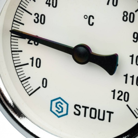 STOUT SIM-0003 Термометр биметаллический с погружной гильзой. Корпус Dn 63 мм, гильза 50 мм, резьба с самоуплотнением 1/2″, 0…120°С — фото 5