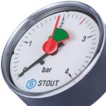 STOUT SIM-0007 Манометр аксиальный с указателем предела. Корпус Dn 63 мм 1/4″, 0…4 бар, кл.2.5 — фото 8