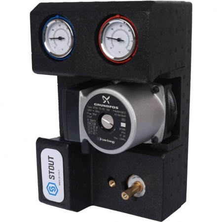 STOUT SDG-0007 Насосная группа с 3-х ходовым приводным смесителем 3/4″ с насосом Grundfos UPSO 15-65 130