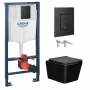 Инсталляция GROHE 38811KF0 с унитазом Bahenberg Melle B20-08MB, комплект 5 в 1, черный матовый — фото 5