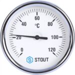 STOUT SIM-0001 Термометр биметаллический с погружной гильзой. Корпус Dn 80 мм, гильза 100 мм 1/2″, 0…120°С — фото 2