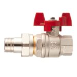 Кран шаровой латунный Oventrop Optibal (1075804) 1/2 ВР(г) х 1/2 НР(ш) полнопроходной бабочка с полусгоном прямой — фото 2