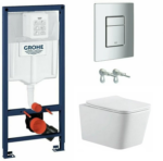 Инсталляция GROHE Rapid SL 38772001 с унитазом Bahenberg Melle B20-08, комплект 5 в 1, панель смыва, хром глянец — фото 1