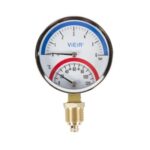 Термоманометр вертикальный с отечным клапаном 1/2 120°C 10 bar