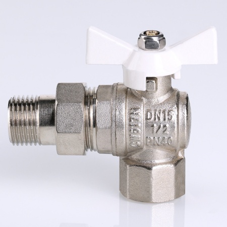 Кран шаровой VALTEC BASE угловой с полусгоном и белой ручкой 3/4″ VT.228.NW.05 — фото 5