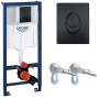 Инсталляция для унитаза GROHE 1000044, комплект 3 в 1, панель смыва овальный, черный матовый — фото 4