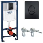 Инсталляция для унитаза GROHE 1000044, комплект 3 в 1, панель смыва овальный, черный матовый — фото 1