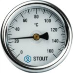 STOUT SIM-0002 Термометр биметаллический с погружной гильзой. Корпус Dn 63 мм, гильза 50 мм 1/ 2″, 0…160°С — фото 2