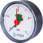 STOUT SIM-0007 Манометр аксиальный с указателем предела. Корпус Dn 63 мм 1/4″, 0…4 бар, кл.2.5 — фото 1