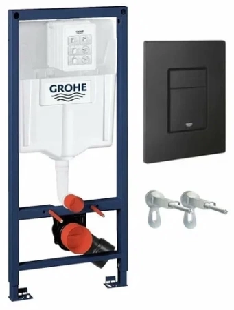 Инсталляция для унитаза GROHE 38811KF0, комплект 3 в 1, панель смыва черный матовый