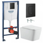 Инсталляция GROHE 38811KF0 с унитазом Bahenberg Melle B20-08, комплект 5 в 1, панель смыва, черный матовый — фото 1
