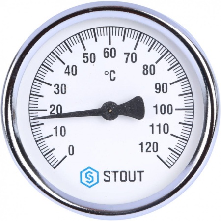 STOUT SIM-0004 Термометр биметаллический накладной с пружиной. Корпус Dn 80 мм, 0…120°С, 1″-2″ — фото 2