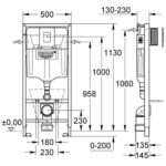 Инсталляция для унитаза GROHE Rapid SL 38775001, комплект 4 в 1, монтажная высота 1,13 м (Грое) — фото 6