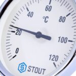 STOUT SIM-003 Термометр биметаллический с погружной гильзой. Корпус Dn 80 мм, гильза 50 мм, резьба с самоуплотнением 1/2″, 0…120°С — фото 7