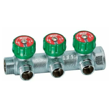 Регулирующий проходной коллектор ВР-НР 1″ с 3 отводами 3/4″ FK 3822 134 TP