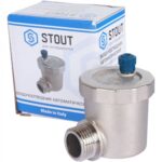 STOUT Воздухоотводчик автоматический вертикальный выпуск, угл.подкл. нар.р. 1/2 никель. — фото 9