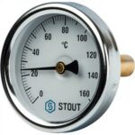 STOUT SIM-0002 Термометр биметаллический с погружной гильзой. Корпус Dn 63 мм, гильза 50 мм 1/ 2″, 0…160°С — фото 1