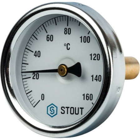 STOUT SIM-0002 Термометр биметаллический с погружной гильзой. Корпус Dn 63 мм, гильза 50 мм 1/ 2″, 0…160°С
