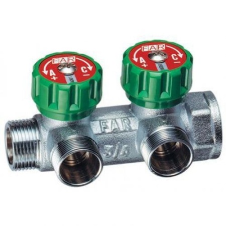 Регулирующий проходной коллектор ВР-НР 1″ с 2 отводами 3/4″ FK 3821 134 TP