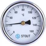 STOUT SIM-002 Термометр биметаллический с погружной гильзой. Корпус Dn 63 мм, гильза 75 мм 1/ 2″, 0…160°С — фото 2