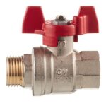 Кран шаровой латунный Oventrop Optibal (1076304) 1/2 ВР(г) х 1/2 НР(ш) полнопроходной бабочка прямой — фото 2