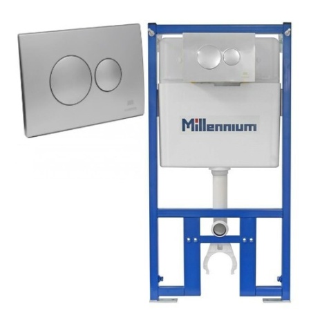 Инсталляция Millennium, 4 в 1 с панелью смыва круглый, цвет хром матовый (Милленниум)