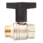 Кран шаровой латунный Oventrop Optibal (1077308) 1 ВР(г) х 1 НР(ш) полнопроходной бабочка прямой — фото 2