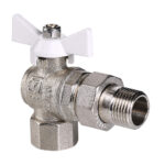 Кран шаровой VALTEC BASE угловой с полусгоном и белой ручкой 3/4″ VT.228.NW.05 — фото 1