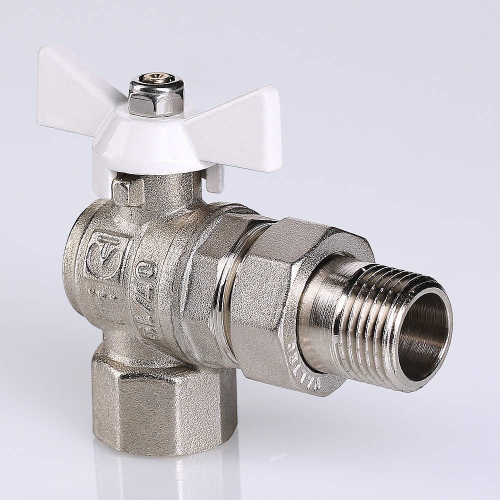 Кран шаровой VALTEC BASE угловой с полусгоном и белой ручкой 3/4″ VT.228.NW.05 — фото 2