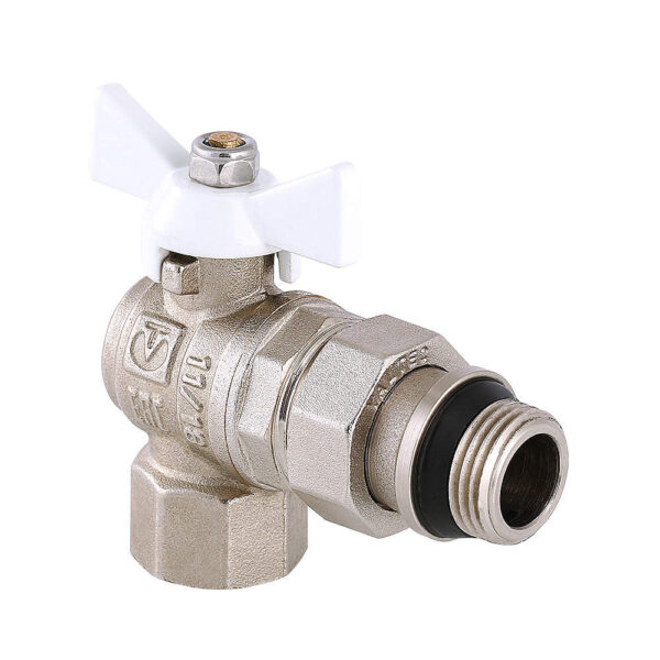 Кран шаровой VALTEC BASE угловой с полусгоном и дополнительным уплотнением 1/2″ VT.228.NRW.04