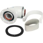 STOUT Элемент дымохода DN60/100 адаптер для котла угловой 90° коаксиальный (совместимый с Bosch, Buderus)(с логотипом) — фото 1