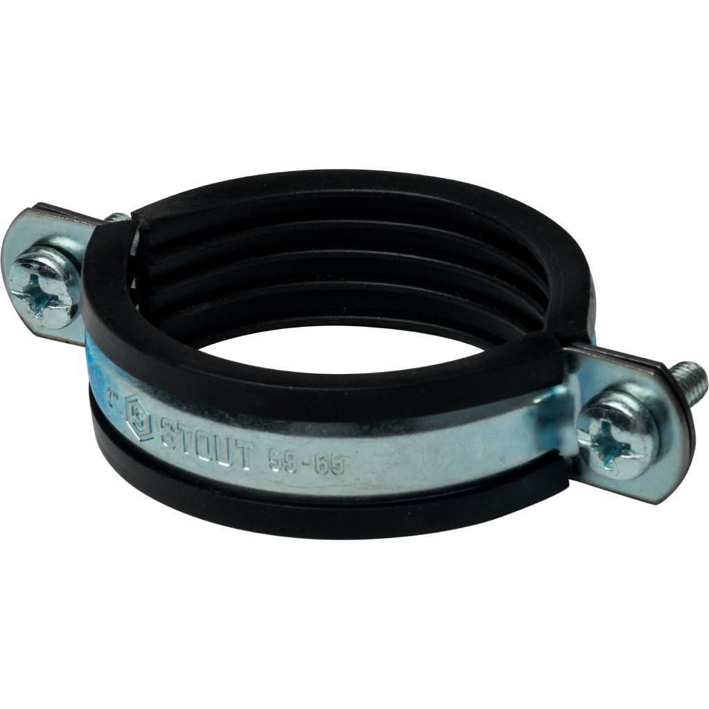 STOUT SAC-0020-Комплекты Хомут для труб, комплект: хомут+шпилька шуруп +дюбель пластиковый 2 (59-65) — фото 2
