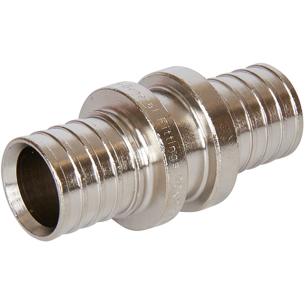 STOUT SFA-0003-002002 STOUT Муфта соединительная равнопроходная 20х2,0 никелированная для труб из сшитого полиэтилена аксиальный — фото 2