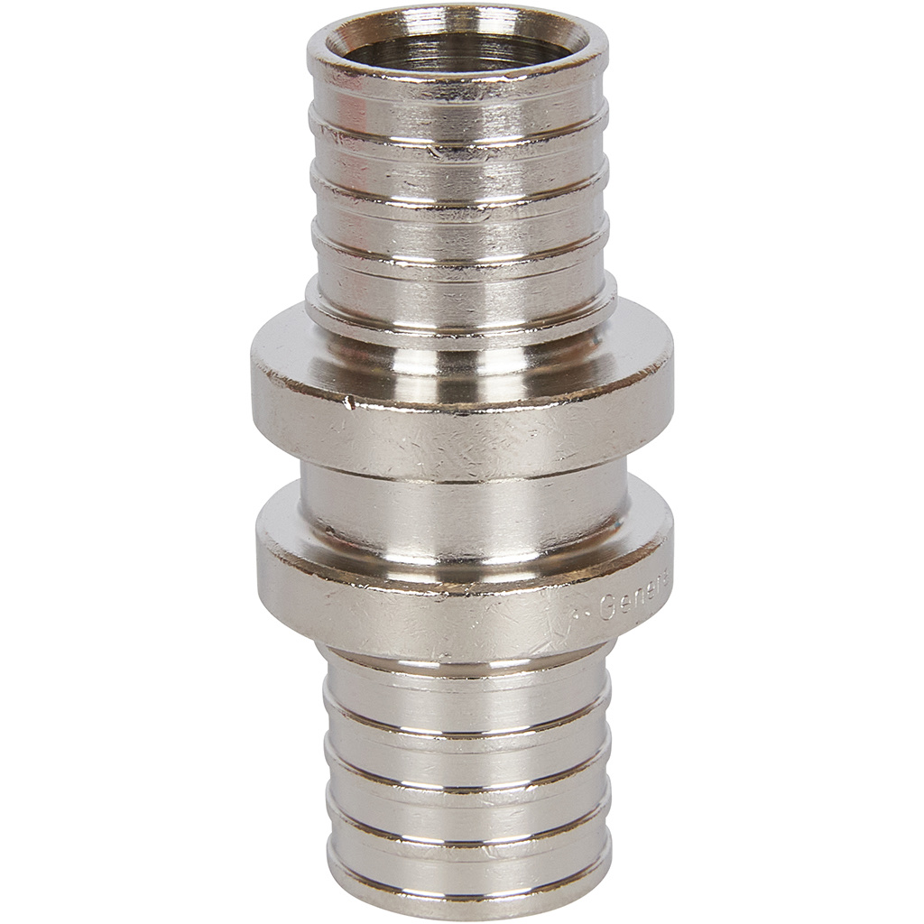 STOUT SFA-0003-002002 STOUT Муфта соединительная равнопроходная 20х2,0 никелированная для труб из сшитого полиэтилена аксиальный — фото 3