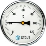 STOUT SIM-0001 Термометр биметаллический с погружной гильзой. Корпус Dn 100 мм, гильза 75 мм 1/2″, 0…120°С — фото 2