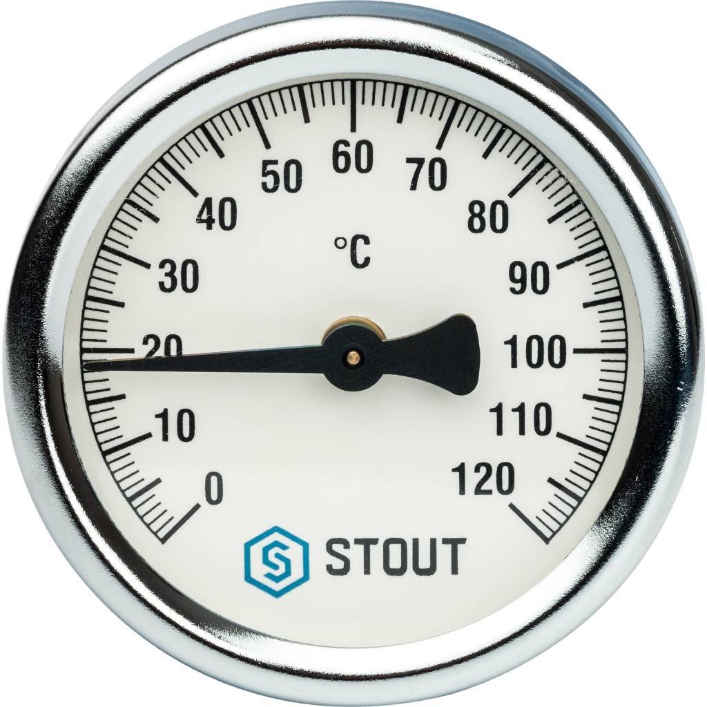 STOUT SIM-0004 Термометр биметаллический накладной с пружиной. Корпус Dn 63 мм, 0…120°С, 1″-2″ — фото 2